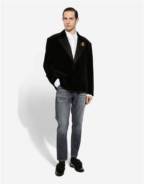 veste velour dolce gabbana homme|Veste droite oversize en velours en Noir pour homme.